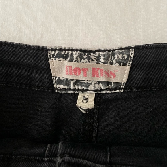 Vintage Hot Kiss Denim Skirt Button Up Black Size XS-S - Picture 2 of 3